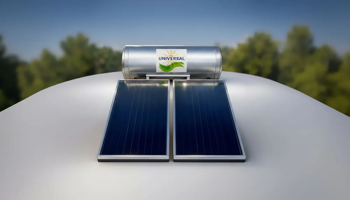 Calentador solar Universal Solar instalado en un techo